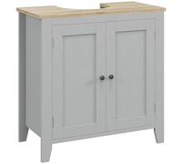 kleankin Armadietto sottolavello, con 2 ante, design con piedistallo, mobiletto da bagno autoportante con ripiano regolabile, grigio