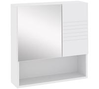 kleankin Armadietto Specchiera Bagno, Mobiletto Bagno Pensile con Fissaggio a Muro, 54x15x55cm, Bianco