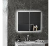 kleankin Armadio da parete a specchio con illuminazione a LED da bagno 2 in 1,3 ripiani in altezza regolabile, mobile a 2 ante 90L x 15L x 70H cm Bianco