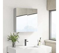 kleankin Armadio da parete per bagno, armadio a 3 livelli, ripiano regolabile, 2 ante e specchi, armadio sospeso, 60 x 15 x 60 cm, bianco