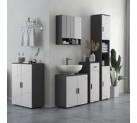 Kleankin-Badezimmerschrank-Spanplatte-60L X 30W x 82H cm-Grigio