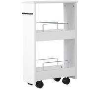 kleankin Carrellino Salvaspazio Multiuso in Legno con Ruote per Bagno e Cucina