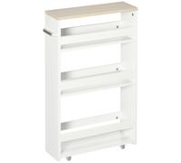 kleankin Carrello Bagno a 3 Ripiani Salvaspazio con Rotelle in Legno Bianco