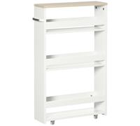 kleankin Carrello Bagno Salvaspazio a 3 Ripiani con Rotelle e Maniglia Bianco