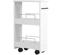 kleankin Carrellino salvaspazio in MDF ruote girevoli maniglia 42.5x20.3x66.7cm Bianco