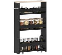 kleankin carrello portaoggetti a 3 livelli su rotelle per cucina stretta bagno lavanderia ufficio con maniglia - 48 x 15 x 80 cm nero