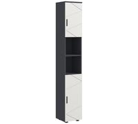 kleankin Colonna Bagno con 2 Ripiani Aperti e 2 Armadietti a 2 Livelli Grigio