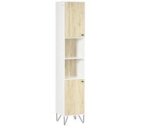 kleankin Colonna Bagno con 2 Ripiani Aperti e 2 Armadietti in MDF