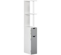 kleankin Colonna Bagno con 2 Ripiani e 2 Armadietti Salvaspazio in Legno Nero