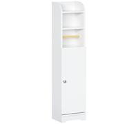 kleankin Colonna Bagno con 3 Ripiani e Armadietto a 2 Livelli in Legno Bianco