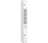 kleankin Colonna Bagno con Cassetto, 2 Armadietti e 4 Ripiani Aperti Bianco
