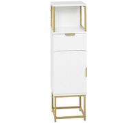 kleankin Colonna Bagno con Cassetto, Armadietto e Ripiano in Legno e Metallo
