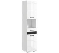 kleankin Colonna Bagno con Ripiano Aperto Armadietto e Cassetto Bianco Lucido