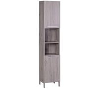 kleankin Colonna Bagno in MDF con 2 Armadietti e 2 Ripiani Aperti color Legno