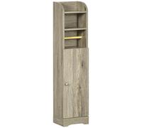 kleankin Colonna Bagno in Truciolato Grigio con Armadietto e Ripiani