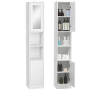 kleankin Colonna Bagno Salvaspazio con Specchio Legno 30x28x170cm Bianco