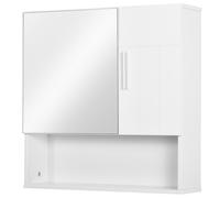 kleankin Mobile Armadietto Specchiera Pensile a 2 Ante e Ripiano Aperto in Legno