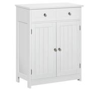 kleankin Mobile Bagno 2 Ante con Ripiano Regolabile e 2 Cassetti in Legno Bianco