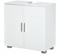 kleankin Mobile Sotto Lavabo Bagno Salvaspazio a U con 2 Ante e Ripiano Interno Regolabile, 60x30x60cm, Bianco