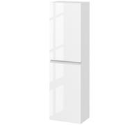 kleankin Mobile Bagno Alto a Colonna con Ante, 2 Armadietti, Mobiletto Bagno Salvaspazio con Ripiani Regolabili per Sala da Pranzo Salotto Soggiorno, 35 x 25 x 120 cm, Bianco Lucido