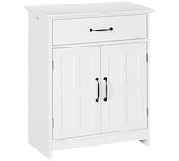 kleankin Mobile bagno, armadio bagno su piano, con doppia porta, cassetto e ripiano regolabile, mobile portaoggetti per soggiorno, WC, 60 x 30 x 75 cm, bianco