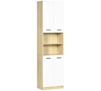 kleankin Mobile Bagno con 2 Armadietti ad Ante e 2 Ripiani Aperti Bianco