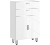 kleankin Mobile Bagno con 2 Cassetti e Armadietto con Ripiano Regolabile Bianco