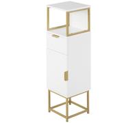 kleankin Mobiletto da Bagno, Mobile Colonna Bagno con Cassetto, Armadietto e Ripiano in Legno e Metallo, 30x30x105cm, Bianco