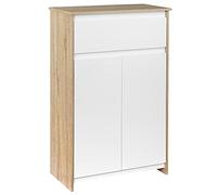 kleankin Mobile Bagno Multiuso, Mobiletto da Bagno con Armadietto e Cassetto, Salvaspazio, Color Legno e Bianco 60x30x90cm Aosom