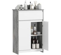 kleankin Mobile Bagno con Cassetto e Ante Doppie Grigio e Bianco