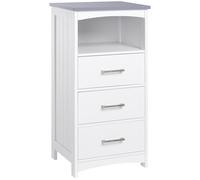 kleankin Mobile Bagno con Scaffale Aperto e 3 Cassetti, armadietto Superficie verniciata e Design Rialzato, in MDF, 40x33x80cm, Bianco Aosom Italy