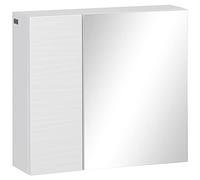 kleankin Mobile Bagno con Specchio, 2 Ante e Ripiani Regolabili, Specchio Bagno Contenitore in Truciolato e Vetro, Design a Parete, 48x15x45 cm, Bianco