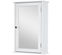 kleankin Mobile Bagno con Specchio Ripiano Regolabile in Vetro, Bianco