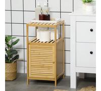 kleankin Mobile Bagno in Bambù con Armadietto a un'Anta, Mobiletto Salvaspazio Compatto a Doghe, 33x36.5x67cm, Colore Legno Naturale Hai bisogno di più spazio per riporre i tuoi oggetti in bagno? Ques