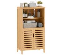 kleankin Mobile Bagno in Bambù Salvaspazio 2 Ante 50x29x92 cm Color Legno
