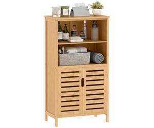 kleankin Mobile Bagno in Bambù Salvaspazio 2 Ante 50x29x92 cm Color Legno