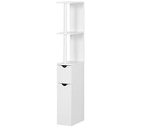 kleankin Mobile Bagno Salvaspazio 2 Armadietti 2 Ripiani 15.2x29.8x118cm Bianco