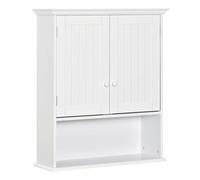 kleankin Mobile Bagno Sospeso con Armadietto a 2 Ante con Chiusura Magnetica e Ripiano Aperto, Pensile Bagno Sospeso con Ripiano Regolabile, per Cucina, Ingresso e Soggiorno, 60x20x70.5 cm, Bianco
