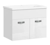 kleankin Mobile Bagno Sospeso con Lavabo, Mobile a 2 Ante con Lavandino e Cernie