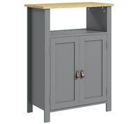 kleankin Mobile basso da bagno multi-spazio grande nicchia armadio doppia anta con ripiano regolabile in altezza, grigio e naturale