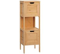 kleankin Mobile da bagno autoportante Mobile autoportante in bambù 2 cassetti estraibili e 1 ripiano - design naturale - 30 x 30 x 90 cm naturale