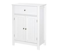 kleankin Mobile da bagno con 1 cassetto 2 ante e ripiano interno regolabile Mobile multifunzionale per soggiorno cucina Anti-Tip 60x30x80 cm Bianco