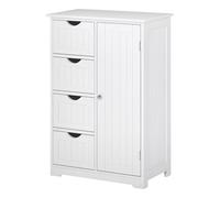 kleankin Mobile da Bagno con 4 Cassetti e Armadietto con Ripiano Regolabile a 3 Altezze, Armadietto da Bagno Salvaspazio con Vernice Ecologica, Anti-Ribaltamento in MDF, 56x30x83cm, Bianco