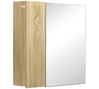 kleankin Mobile da Bagno con Specchio e 4 Ripiani Interni, in Truciolato, 60x15x60cm, Color Legno