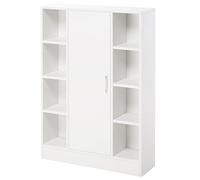 kleankin Mobile da bagno in legno con 8 scomparti aperti e 1 porta con ripiani regolabili Mobile da cucina multiuso Soggiorno 71x22x100 cm Bianco