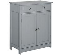 Kleankin Mobile da Bagno, Mobile di Stoccaggio con 2 Cassetti, Armadio a Doppia Porta e Mensola Regolabile, Armadio per Bagno, Soggiorno, Camera da Letto, 60 x 30 x 75 cm, Grigio