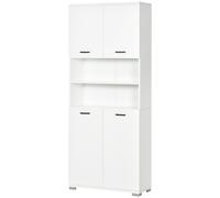 kleankin Mobile da Bagno Multiuso in Truciolato Bianco con Armadietti e Ripiani