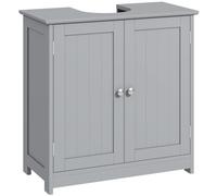 kleankin Mobile da bagno sottolavello, 2 ante, ripiano regolabile, Grigio | Mobile sottolavello autoportante, per lavabo con o senza piedistallo