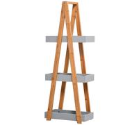 Kleankin Mobile Scaffale Bagno 3 Ripiani a Piramide in MDF e Bambù 30x18x81cm