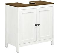 kleankin Mobile Sotto Lavabo Bagno a U 60x30x60 cm Bianco e color Noce
